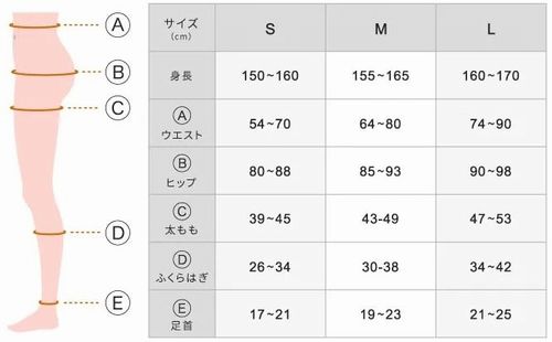 ベルシリーズもこもこ着圧レギンスのサイズの画像